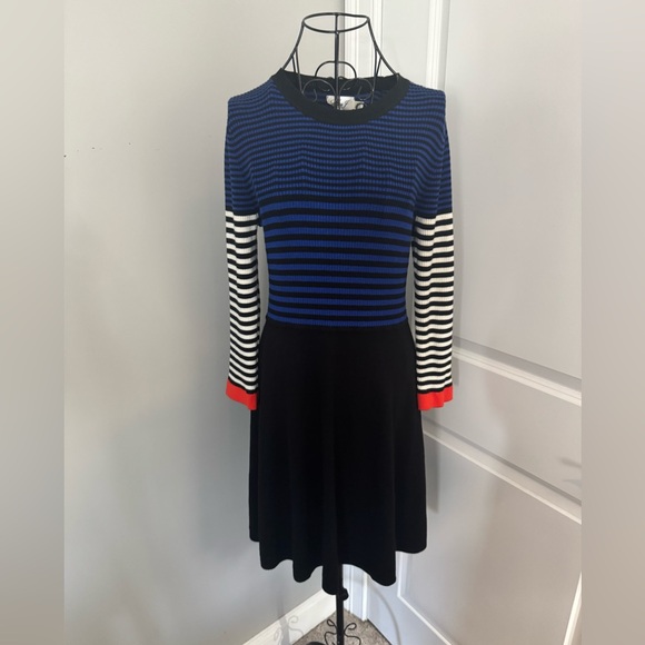 Eliza J Striped Sweater Flare Dress Size Medium - Picture 3 of 8